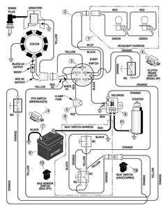 Electrical System Diagram and Parts List for 312001X50B 2003 Briggs and Stratton Lawn Tractor